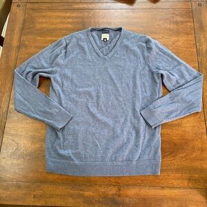 JWN John W Nordstrom V Neck Sweater Mens L Solid Blue Italian Merino Wool